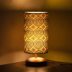 'Paisley-Carved' Table Lamp In Mango Wood (35.6 cm)