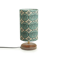 'Paisley-Carved' Table Lamp In Mango Wood (35.6 cm)
