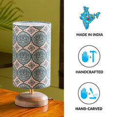 'Paisley-Carved' Table Lamp In Mango Wood (35.6 cm)