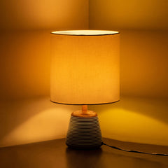 'Blue-Carved' Table Lamp In Mango Wood (35.6 cm)