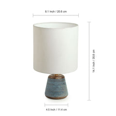 'Blue-Carved' Table Lamp In Mango Wood (35.6 cm)
