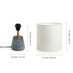 'Blue-Carved' Table Lamp In Mango Wood (35.6 cm)