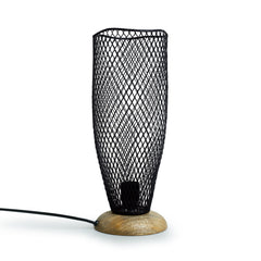 Ebony Mesh' Handcrafted Table Lamp In Mango Wood & Iron (38.1 cm)