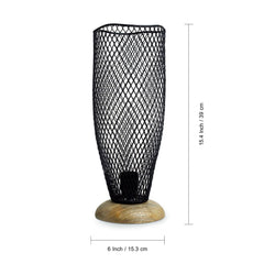 Ebony Mesh' Handcrafted Table Lamp In Mango Wood & Iron (38.1 cm)