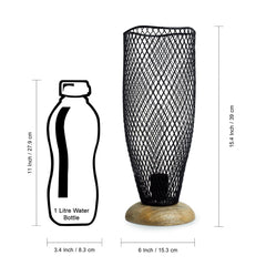 Ebony Mesh' Handcrafted Table Lamp In Mango Wood & Iron (38.1 cm)