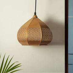 'Moroccan Paradise' Hand-Etched Pendant Lamp In Iron (20.3 cm, Matte Finish)