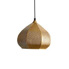 'Moroccan Paradise' Hand-Etched Pendant Lamp In Iron (20.3 cm, Matte Finish)