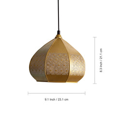 'Moroccan Paradise' Hand-Etched Pendant Lamp In Iron (20.3 cm, Matte Finish)