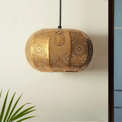 'Moroccan Grandeur' Hand-Etched Pendant Lamp In Iron (20.3 cm, Matte Finish)