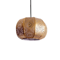 'Moroccan Grandeur' Hand-Etched Pendant Lamp In Iron (20.3 cm, Matte Finish)