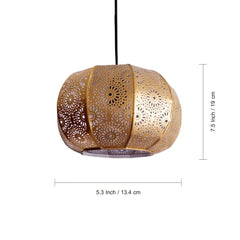'Moroccan Grandeur' Hand-Etched Pendant Lamp In Iron (20.3 cm, Matte Finish)