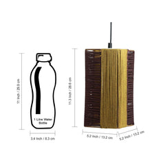'Jute Glimmers' Handwoven Cuboidal Hanging Pendant Lamp In Jute & Iron (27.9 cm)
