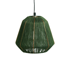 'Jute Gleams' Handwoven Cylindrical Hanging Pendant Lamp In Jute & Iron (22.9 cm)