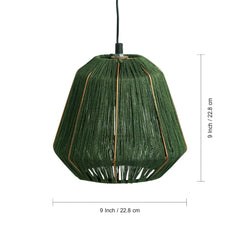 'Jute Gleams' Handwoven Cylindrical Hanging Pendant Lamp In Jute & Iron (22.9 cm)