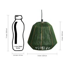 'Jute Gleams' Handwoven Cylindrical Hanging Pendant Lamp In Jute & Iron (22.9 cm)
