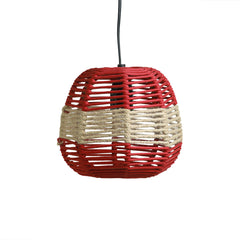 'Jute Shimmers' Handwoven Spherical Hanging Pendant Lamp In Jute & Iron (17.8 cm)