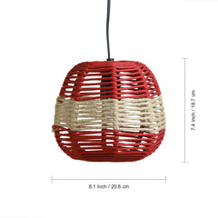 'Jute Shimmers' Handwoven Spherical Hanging Pendant Lamp In Jute & Iron (17.8 cm)