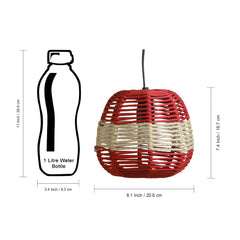 'Jute Shimmers' Handwoven Spherical Hanging Pendant Lamp In Jute & Iron (17.8 cm)