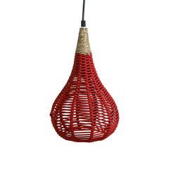 'Cotton Paradise' Handwoven Conical Hanging Pendant Lamp In Cotton Rope & Iron (35.6 cm)