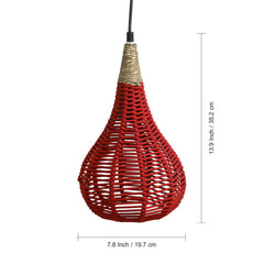 'Cotton Paradise' Handwoven Conical Hanging Pendant Lamp In Cotton Rope & Iron (35.6 cm)