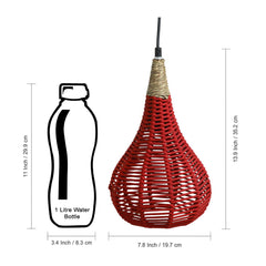 'Cotton Paradise' Handwoven Conical Hanging Pendant Lamp In Cotton Rope & Iron (35.6 cm)