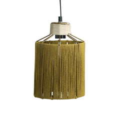 'Jute Splendours' Handwoven Cylindrical Hanging Pendant Lamp In Jute & Iron (27.9 cm)