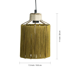 'Jute Splendours' Handwoven Cylindrical Hanging Pendant Lamp In Jute & Iron (27.9 cm)