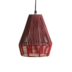 'Jute Sensations' Handwoven Pyramidal Hanging Pendant Lamp In Jute & Iron (27.9 cm)