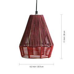 'Jute Sensations' Handwoven Pyramidal Hanging Pendant Lamp In Jute & Iron (27.9 cm)