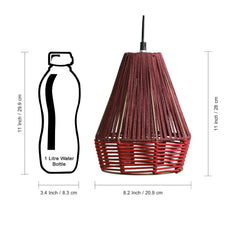 'Jute Sensations' Handwoven Pyramidal Hanging Pendant Lamp In Jute & Iron (27.9 cm)