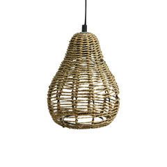 'Rope Paradise' Handwoven Conical Hanging Pendant Lamp In Band Rope & Iron (25.4 cm)