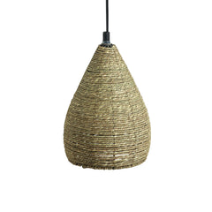 'Blazing Rope' Handwoven Conical Hanging Pendant Lamp In Band Rope & Iron (25.4 cm)