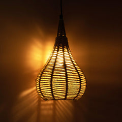 'Jute Marvels' Handwoven Conical Hanging Pendant Lamp In Jute & Iron (35.6 cm)