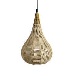 'Jute Marvels' Handwoven Conical Hanging Pendant Lamp In Jute & Iron (35.6 cm)