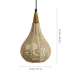 'Jute Marvels' Handwoven Conical Hanging Pendant Lamp In Jute & Iron (35.6 cm)