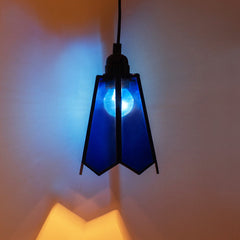 'Glass Magnificence' Handcrafted Conical Hanging Pendant Lamp in Glass & Iron (20.3 cm)