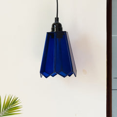 'Glass Magnificence' Handcrafted Conical Hanging Pendant Lamp in Glass & Iron (20.3 cm)