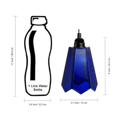 'Glass Magnificence' Handcrafted Conical Hanging Pendant Lamp in Glass & Iron (20.3 cm)
