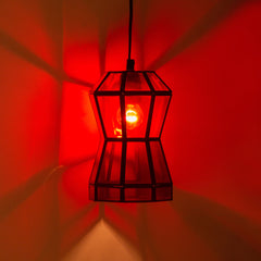 'Glass Radiance' Handcrafted Octagonal Hanging Pendant Lamp in Glass & Iron (22.9 cm)