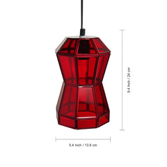 'Glass Radiance' Handcrafted Octagonal Hanging Pendant Lamp in Glass & Iron (22.9 cm)