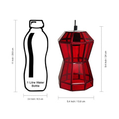 'Glass Radiance' Handcrafted Octagonal Hanging Pendant Lamp in Glass & Iron (22.9 cm)