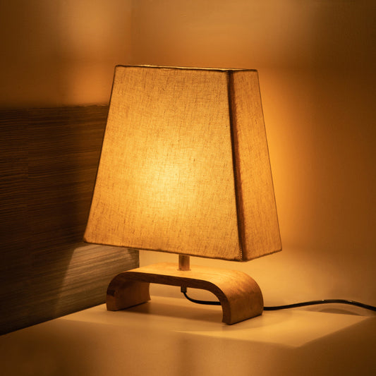 'Stacked Geometry' Decorative Wooden Table Lamp (33.3 cm)