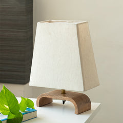 'Stacked Geometry' Decorative Wooden Table Lamp (33.3 cm)