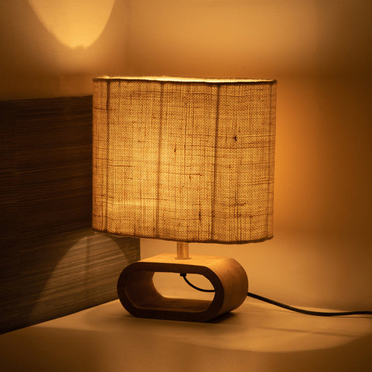 'Stacked Geometry' Decorative Wooden Table Lamp (32 cm)
