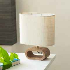 'Stacked Geometry' Decorative Wooden Table Lamp (32 cm)