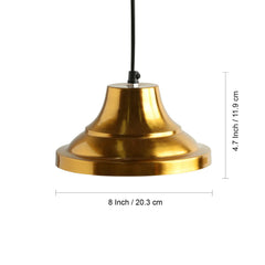 'Modern Gold Pedestal' Handcrafted Hanging Pendant Lamp Shade In Iron (20.3 cm, Conical, Golden)