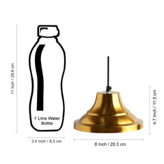 'Modern Gold Pedestal' Handcrafted Hanging Pendant Lamp Shade In Iron (20.3 cm, Conical, Golden)