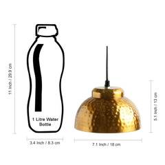 'Modern Hammered Dome' Handcrafted Hanging Pendant Lamp Shade In Iron (18 cm, Semi-Spherical, Golden)