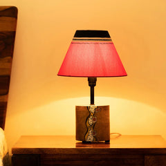 'Abstract Mosaic' Hand-Painted Decorative Table Lamp In Mango Wood (32.5 cm)