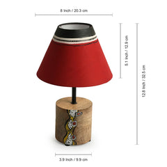 'Abstract Mosaic' Hand-Painted Decorative Table Lamp In Mango Wood (32.5 cm)